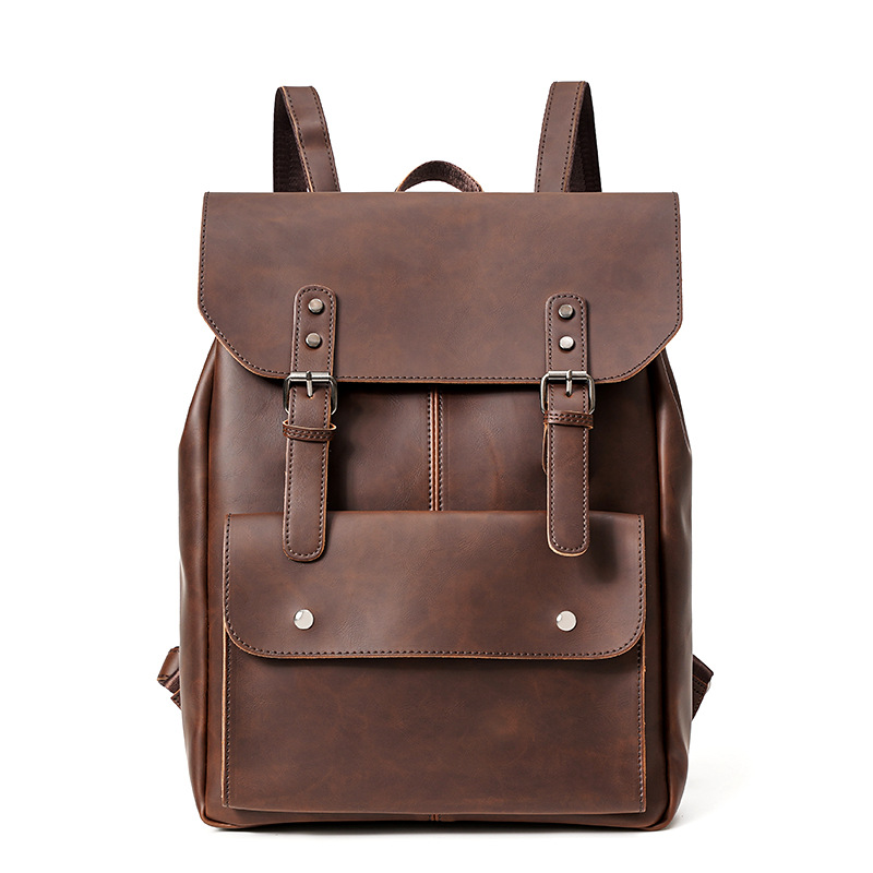 Leather Work Rucksack Mens - GOYN Vintage Herren Lederrucksack Büchertasche 14-Zoll-Laptoptasche
