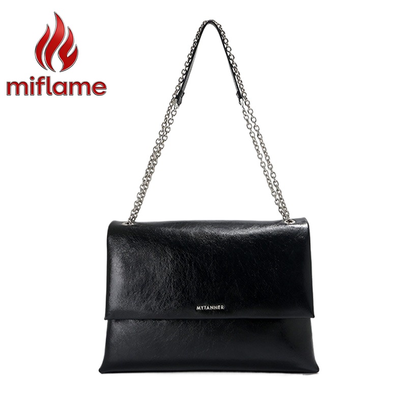 Leather Work Bag Laptop - Damen-Kettentasche aus Echtleder mit Laptopfach Große