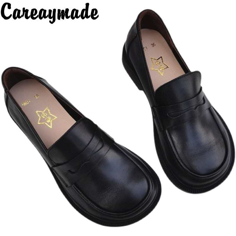 Leather Work Heels - Careaymade-frauen Casual Schuhe Slip auf Oxford