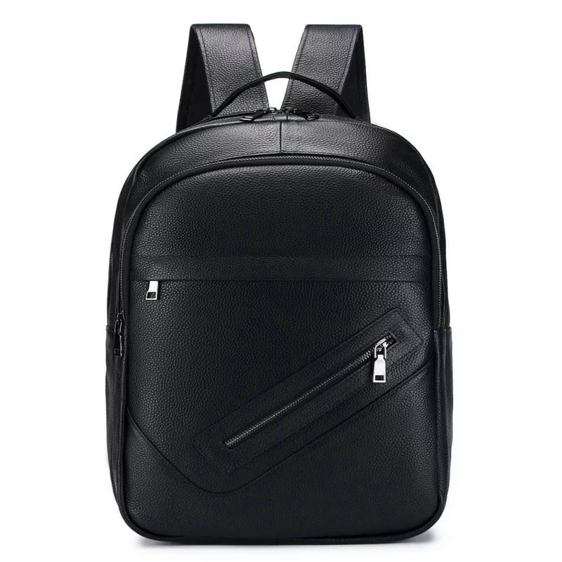 Leather Work Rucksack Mens - Schwarzer Laptop-Rucksack aus echtem Leder für