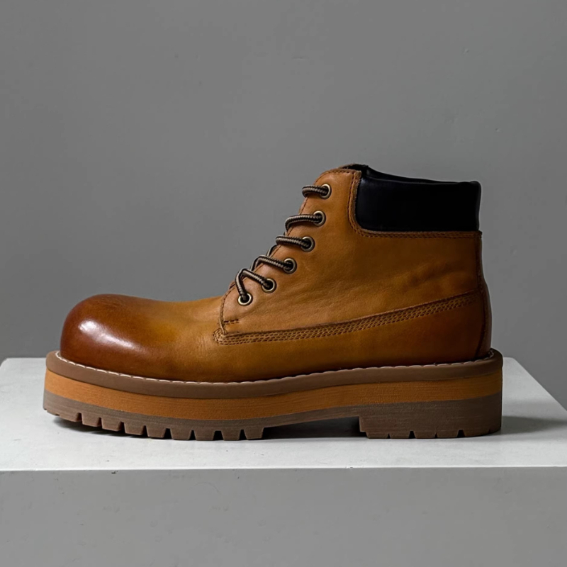 Leather Work Boots - Britischer Stil Herren Stiefeletten Braun Retro