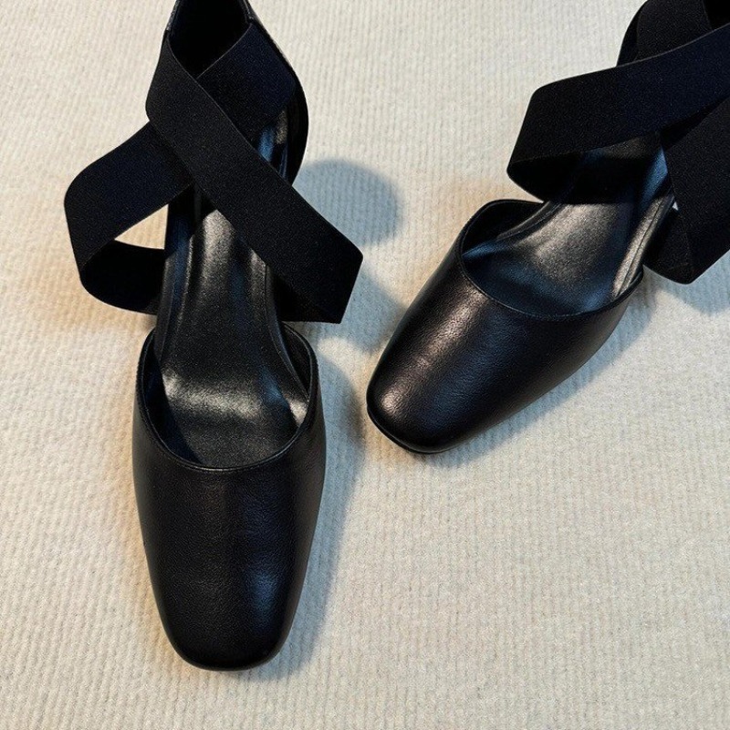 Leatherwork In French - Damen-Sandalen mit Kreuzriemen und Blockabsatz, Leder,
