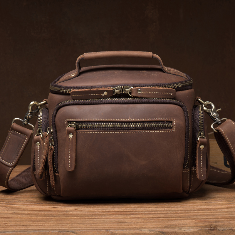 Leather Work Bag Men - Verrückte Pferd Leder handgemachte Umhängetasche Leder