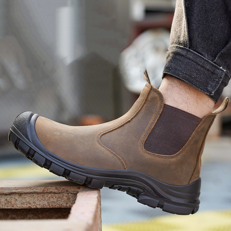Leather Work Boots - Große Herrenmode mit Stahlkappe, Arbeitsstiefel, Sicherheitsschuhe