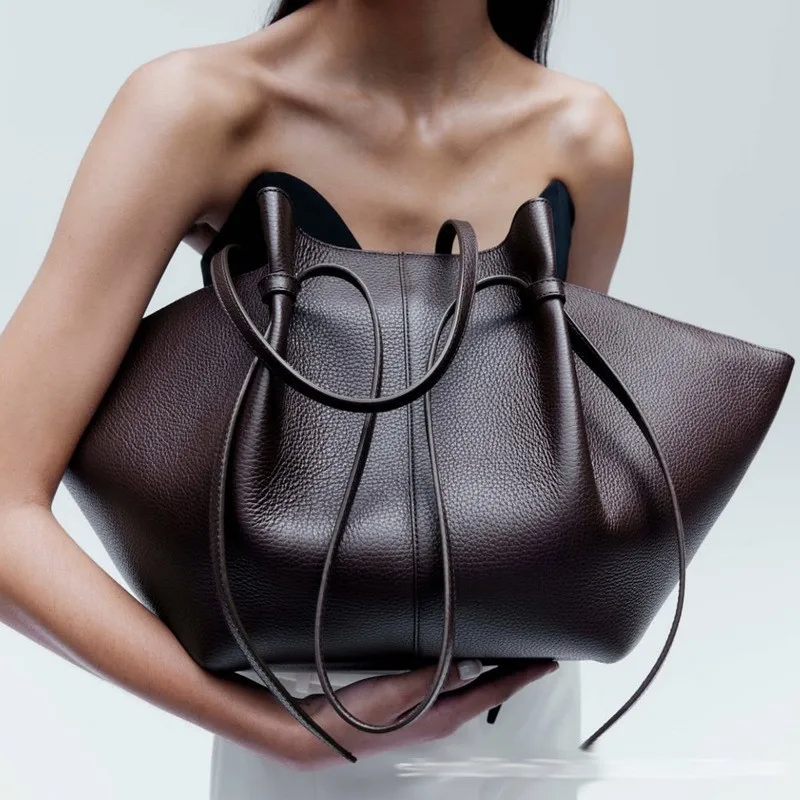 Leather Work Handbags For Women - Damen Leder Schultertasche Dumpling Purse Hobo