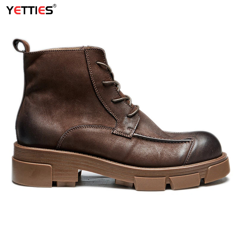 Leather Work Boots - Herren-Kampfstiefel im britischen Stil, echtes Leder,