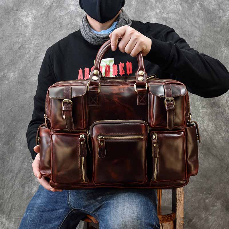Leather Work Bag Laptop - Männer echte leder aktentasche fit 15