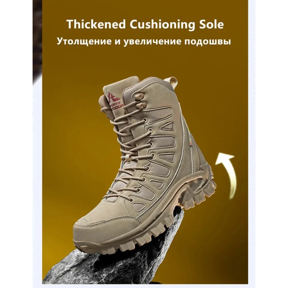 Leather Work Boots - Winter-Qualitäts-Leder-Arbeitsstiefel für Herren, hohe Wadenhöhe, Herren-Wüstenstiefel,