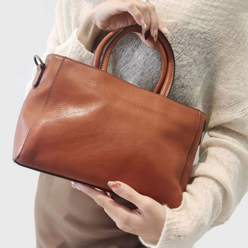 Leather Work Handbags For Women - Top-Griff Taschen Frauen natürliche Rindsleder Handtaschen