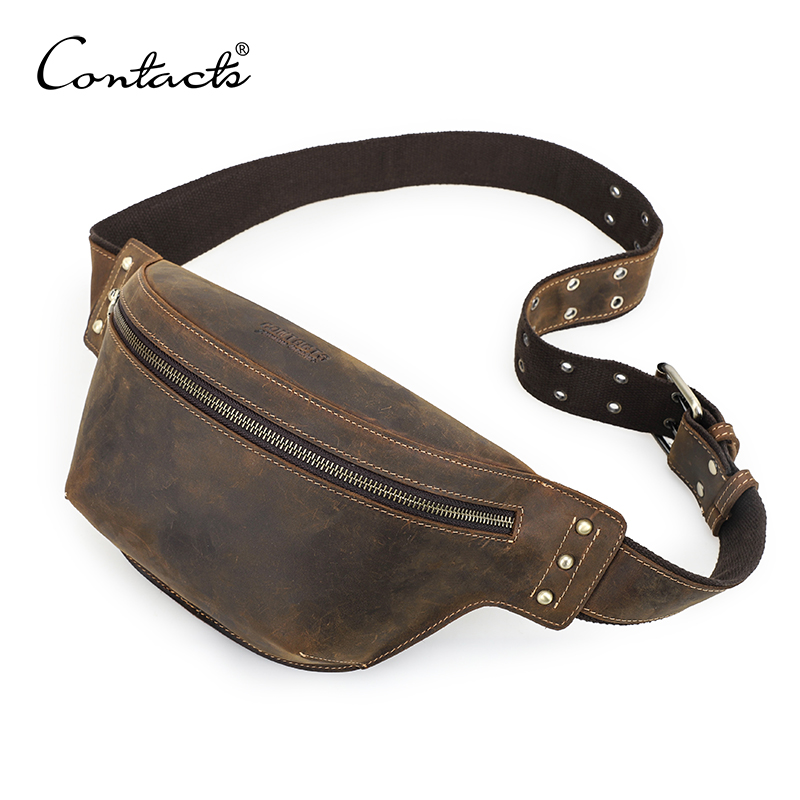 Leather Work Bag Men - CONTACT'S Hüfttaschen aus echtem Leder, Crazy
