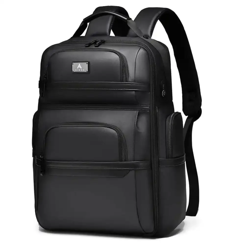 Leather Work Bag Laptop - Herren-Laptop-Rucksack aus Leder, passend für 16-Zoll-Laptops,
