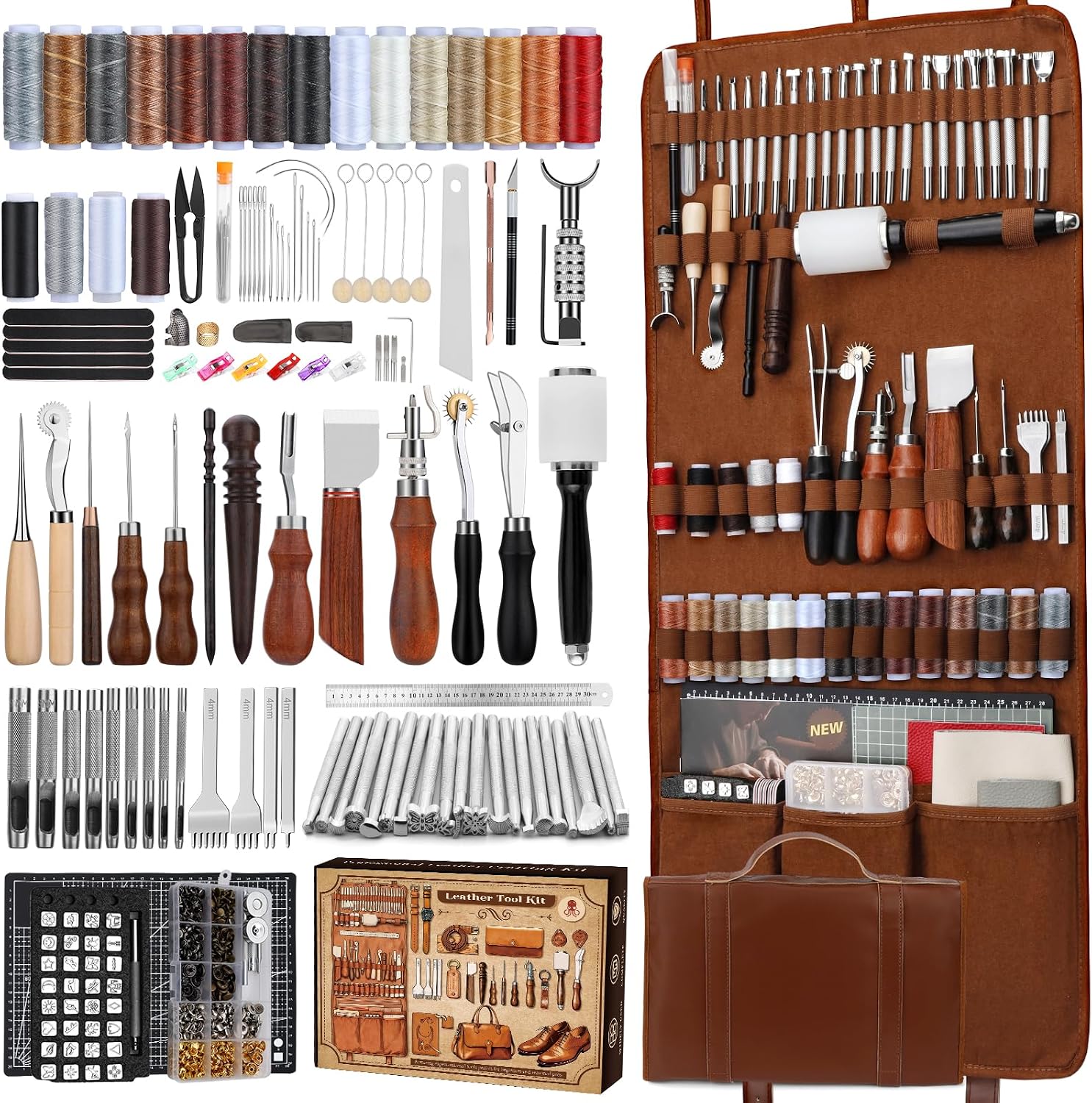 For Leather Work - Lederbearbeitungs-Set, Lederwerkzeuge und Bastelset mit Maßgefertigter