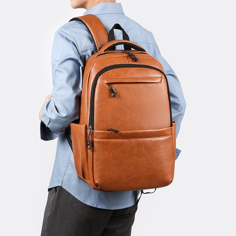 Leather Work Bag Laptop - Premium-Leder-Business-Rucksack – 15,6