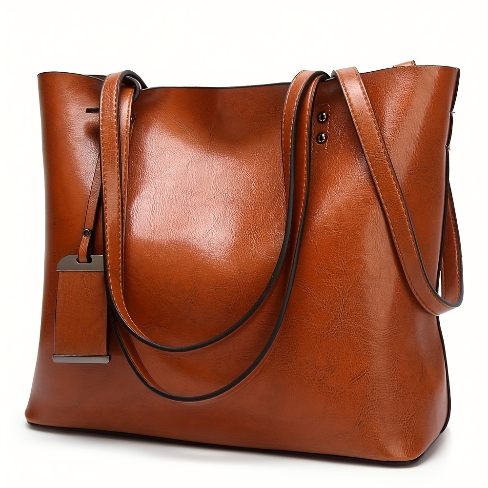 Leather Work Handbags For Women - Modische klassische Retro Leder Damen Einkaufstasche