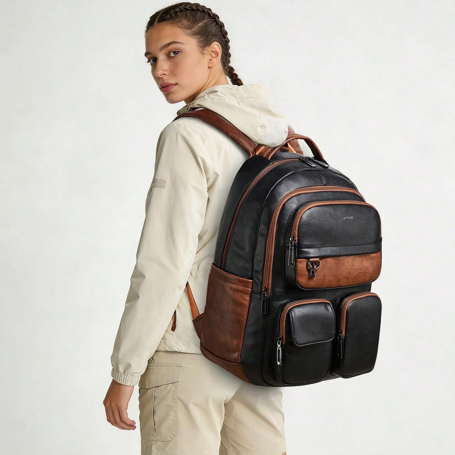 LATMAP Veganer Leder-Rucksack  – Leather Work Bag Laptop Bewertung und Preis