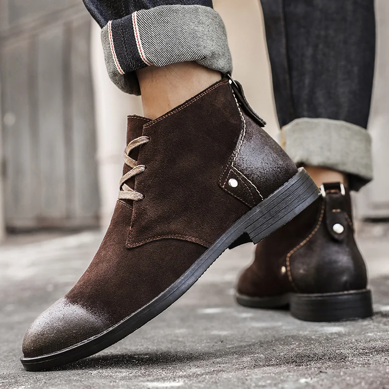 Neue Kuh Wildleder Stiefelette – Leather Work Boots Bewertung und Preis