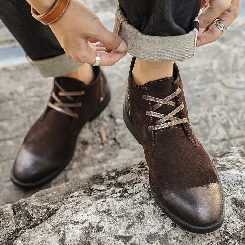 Neue Kuh Wildleder Stiefelette – Leather Work Boots Bewertung und Preis