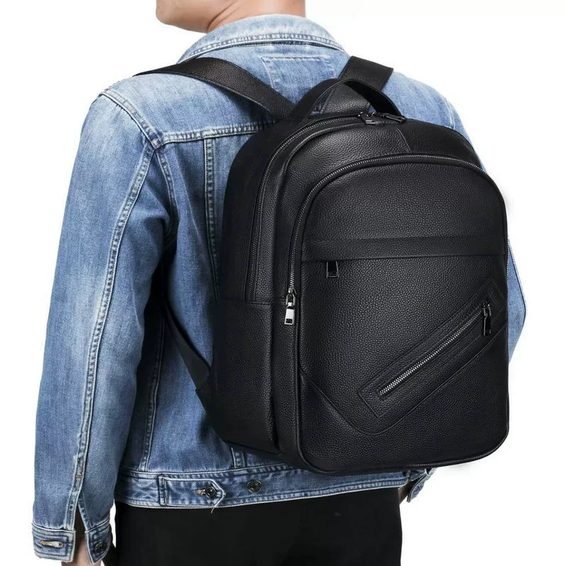 Schwarzer Laptop-Rucksack aus  – Leather Work Rucksack Mens Bewertung und Preis