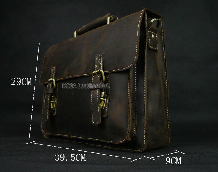 Vintage verrückte Pferd Echt l – Leather Work Bag Laptop Bewertung und Preis