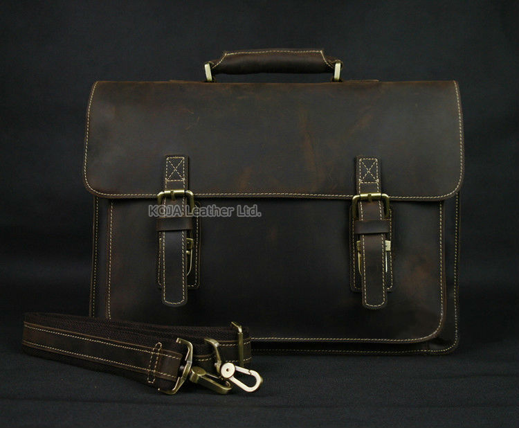Vintage verrückte Pferd Echt l – Leather Work Bag Laptop Bewertung und Preis
