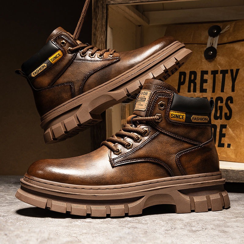 Vintage Männer Plattform Stief – Leather Work Boots Bewertung und Preis