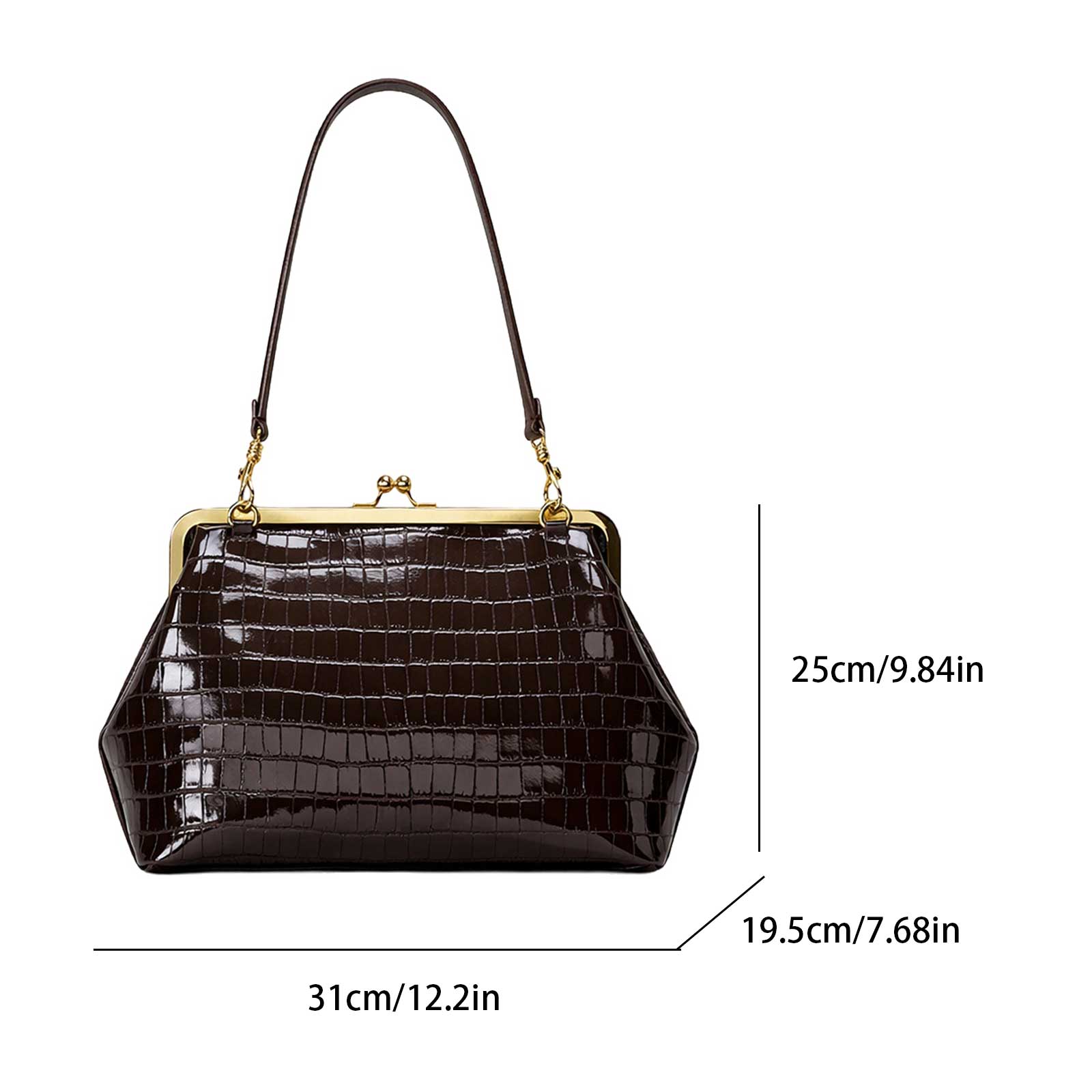 PU-Leder Kiss-Lock-Tasche mit  – Leather Work Handbags For Women Bewertung und Preis