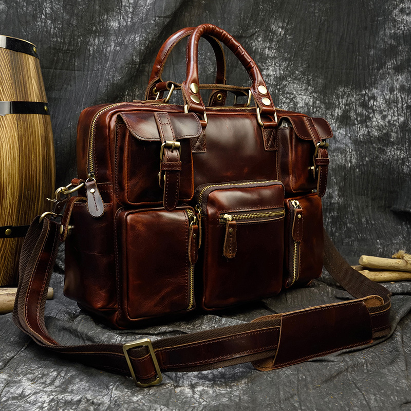 Männer echte leder aktentasche – Leather Work Bag Laptop Bewertung und Preis