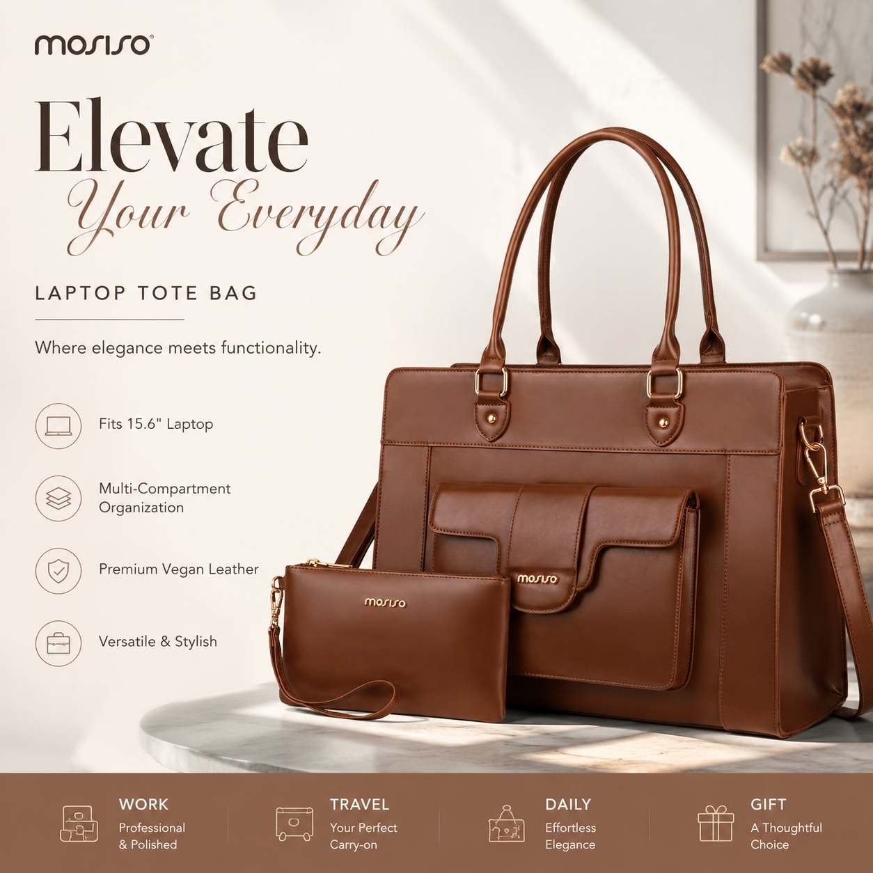 MOSISO Laptop-Tragetasche für  – Leather Work Bag Laptop Bewertung und Preis