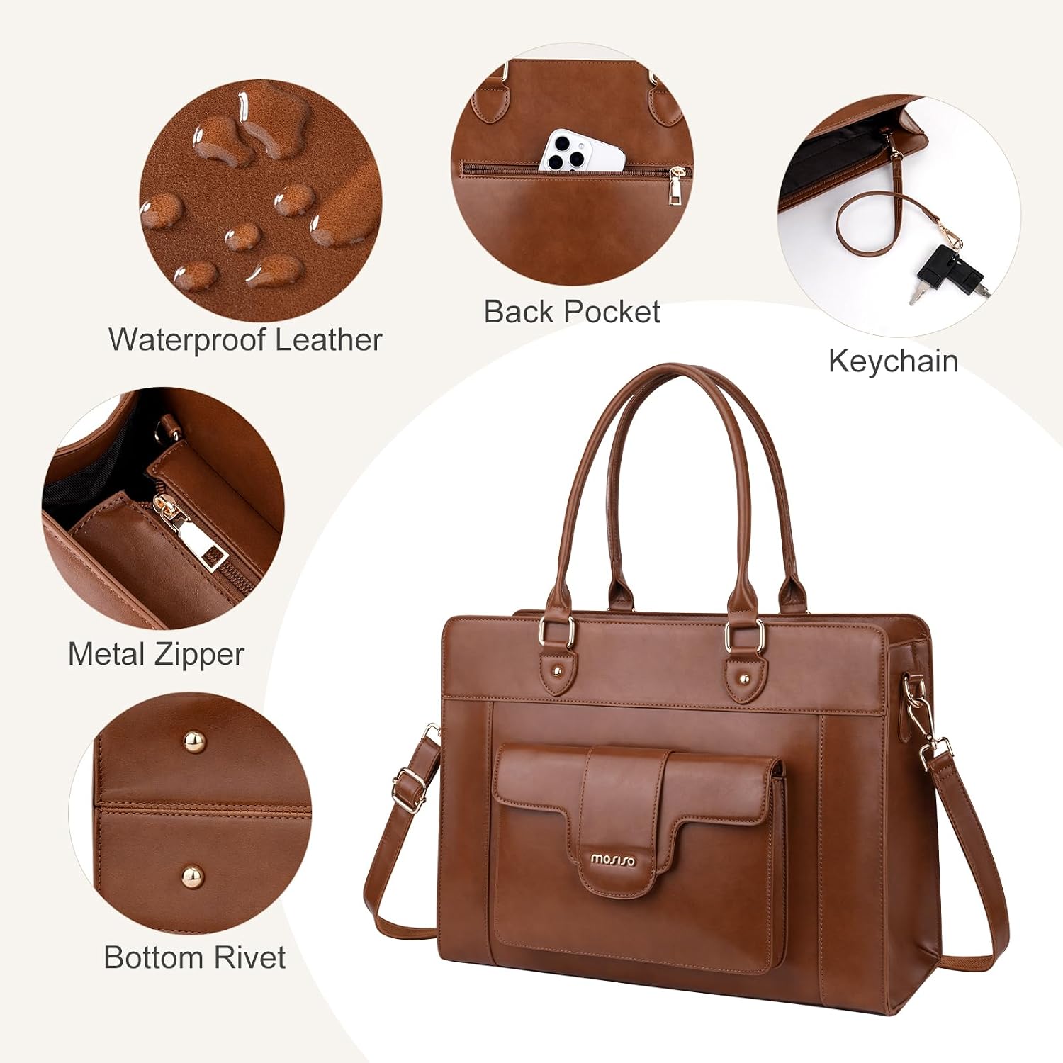 MOSISO Laptop-Tragetasche für  – Leather Work Bag Laptop Bewertung und Preis