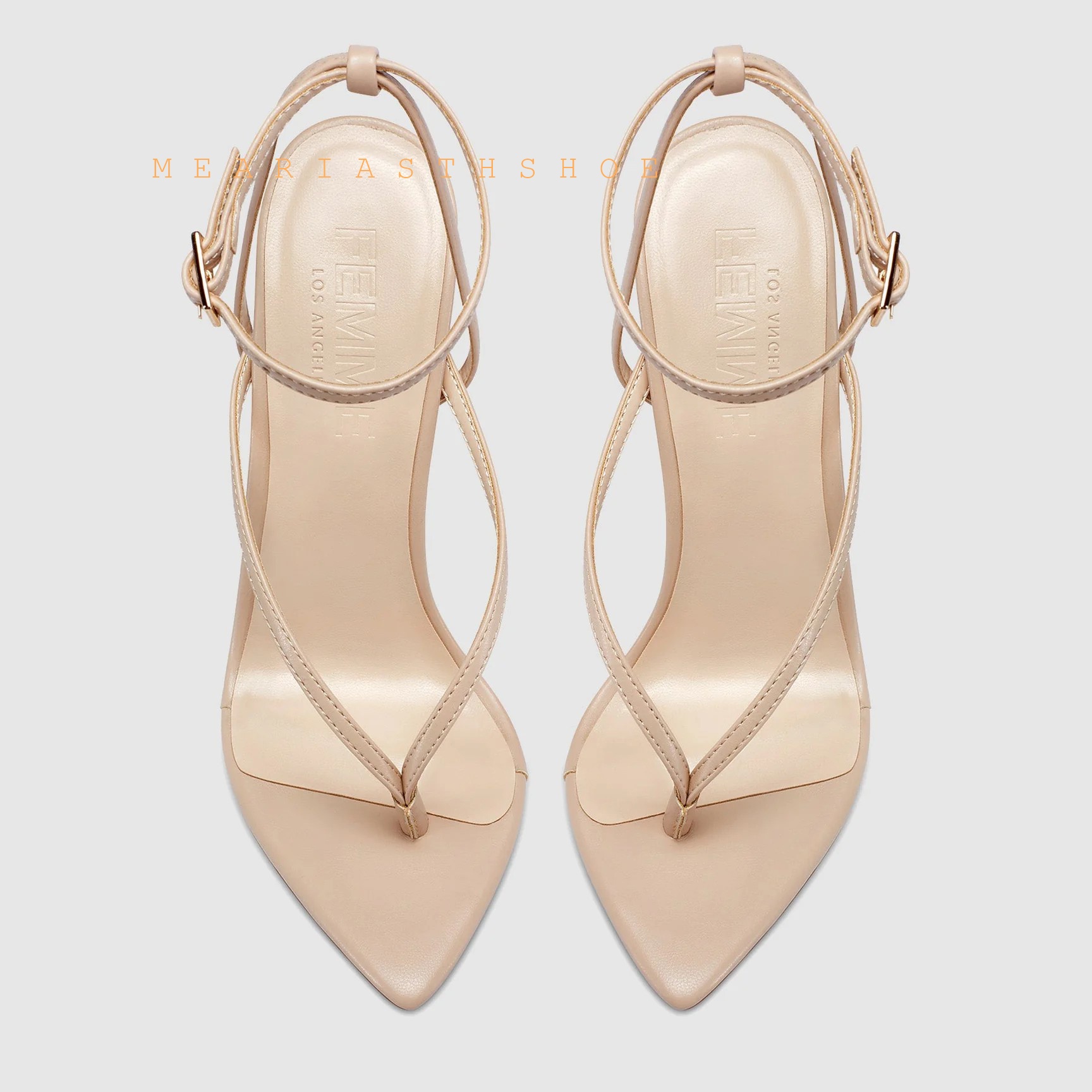 Beige-Schwarze Kreuzriemen-Fli – Leather Work Heels Bewertung und Preis