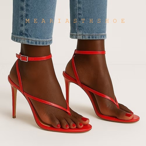 Beige-Schwarze Kreuzriemen-Fli – Leather Work Heels Bewertung und Preis