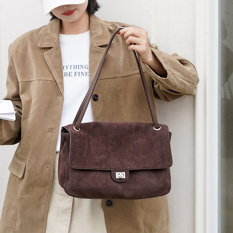 Echte Wildleder-Schultertasche – Leather Work Handbags For Women Bewertung und Preis